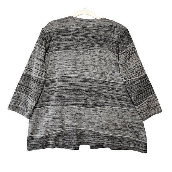 NWT Misook Women's Smoke Black Gray Melange Wave 3/4 Sleeve Knit Jacket XL - Picture 2 of 7